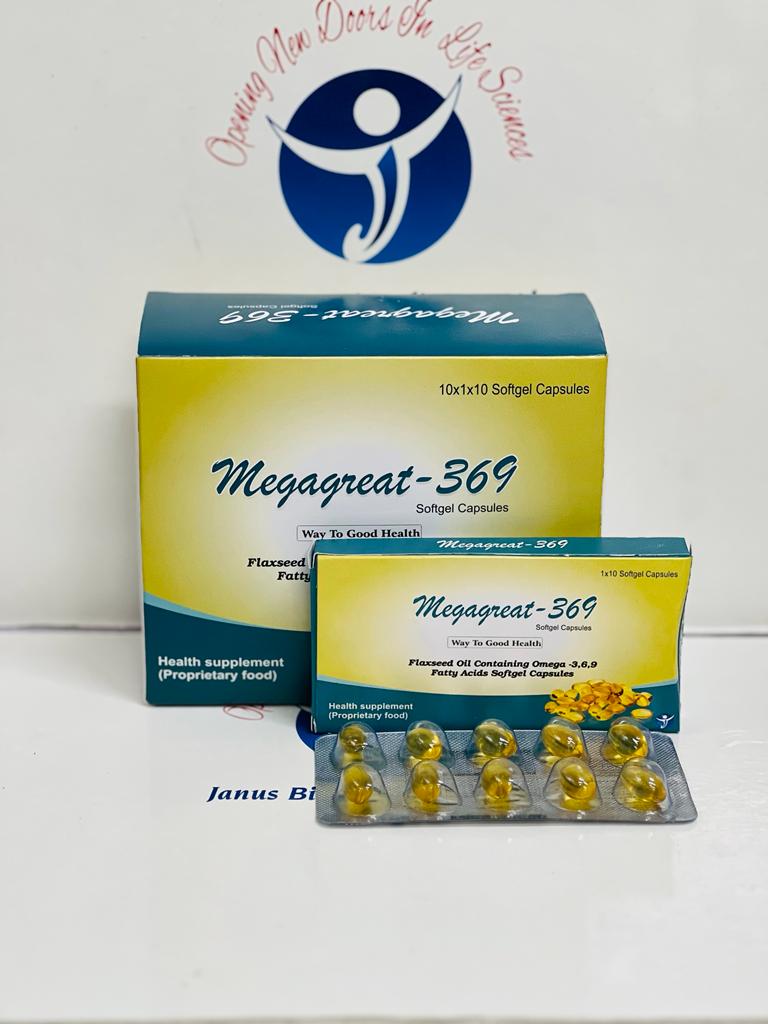 /Flaxseed oil 500 mg + Alpha linolenic Acid 253 mg + linolenic acid 88.3 mg + oleic Acid 21.3 mg omega 3,6,9  Fatty Acids softgel capsules